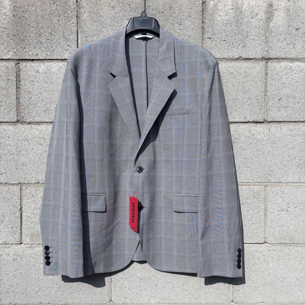 Hugo Boss Kris 233 Performance Extra Slim Blazer Grey Plaid Sz 42